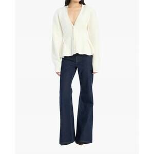 NEW ROTATE peplum cardigan in ecru